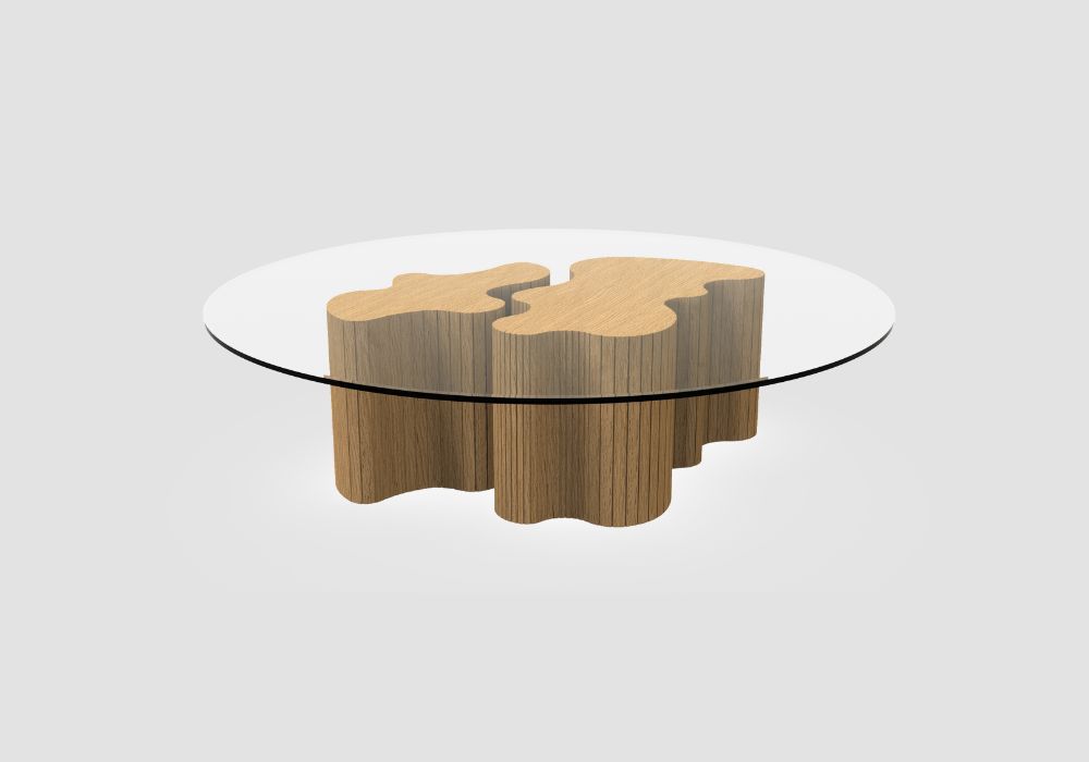 Puzzle Center Table with glass top