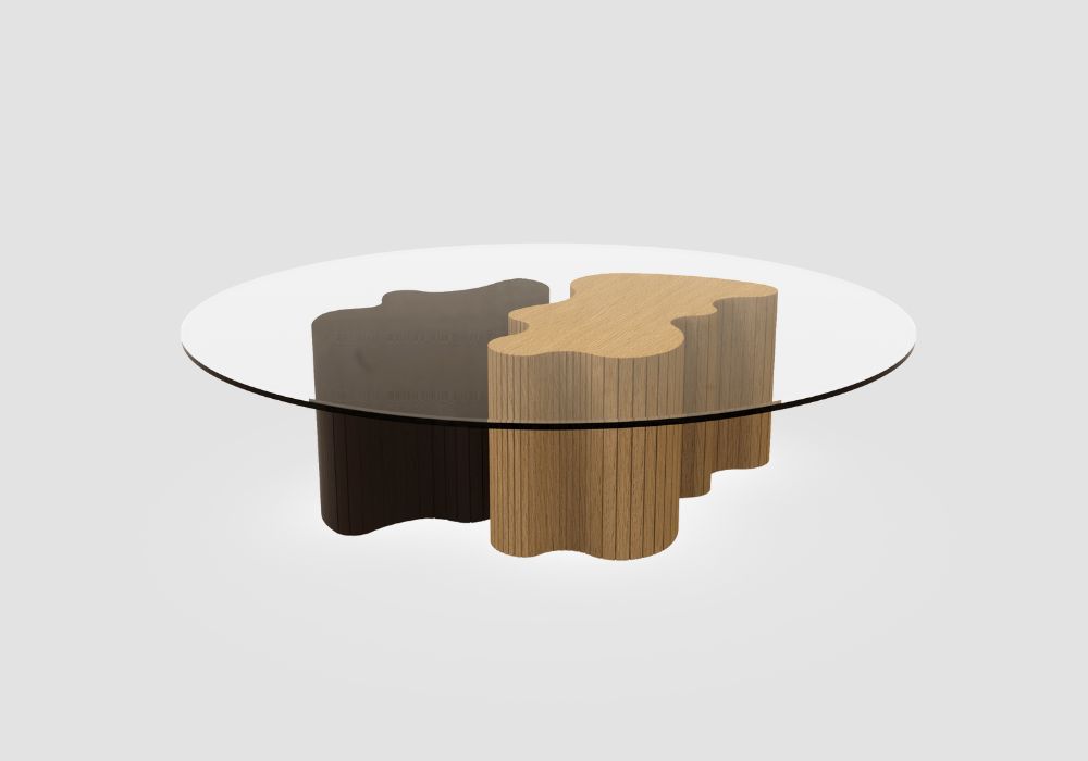 Puzzle Center Table with glass top